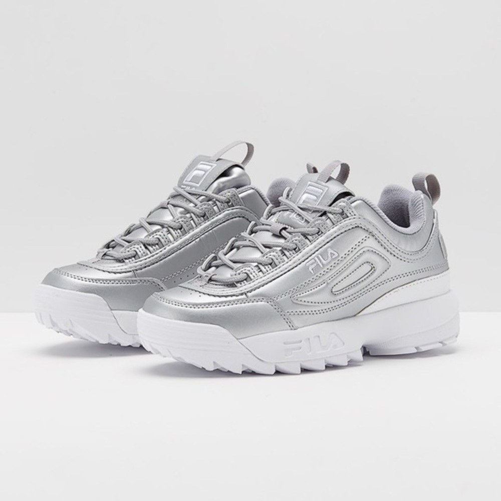 Silver Fila chunky sneakers